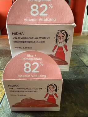 MIDHA (Set of 2 ) Vita C Vitalizing Wash-Off Mask - Pink (Rice & Pomegranate)